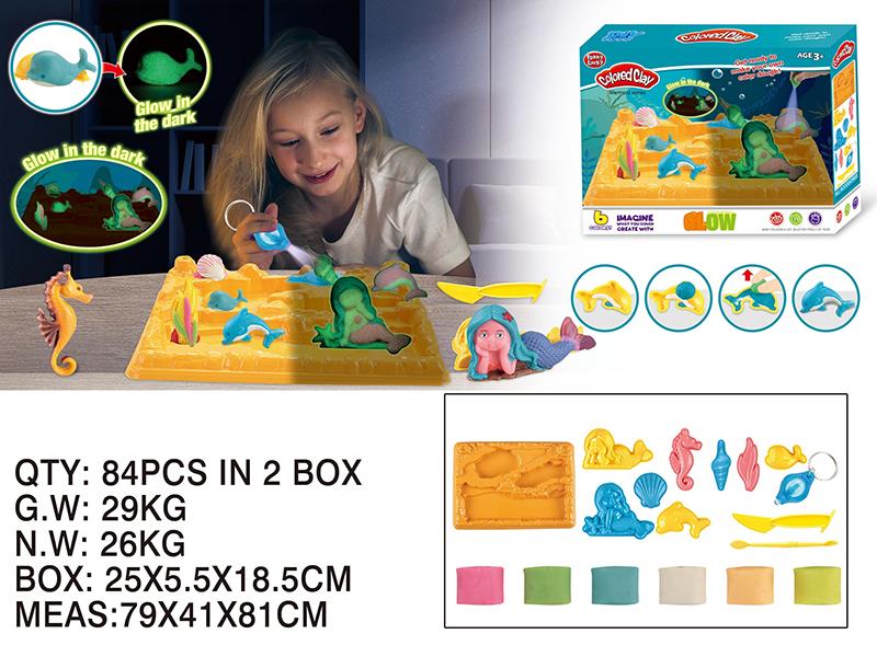 Glow In The Dark Mermaid Colored Clay Set
