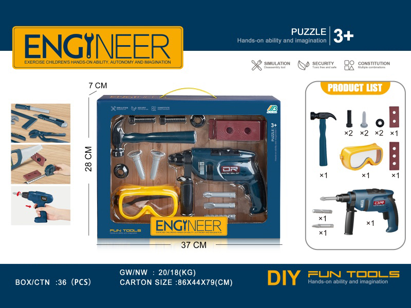 Tools Set With Electric Percussion Drill