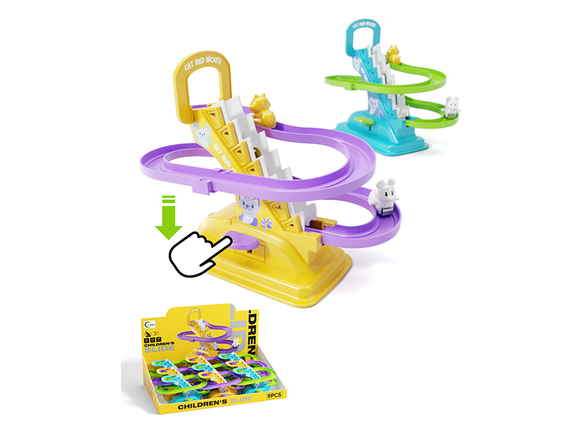 Cat And Mouse Climbing Stairs Slide Track Toy 9pcs