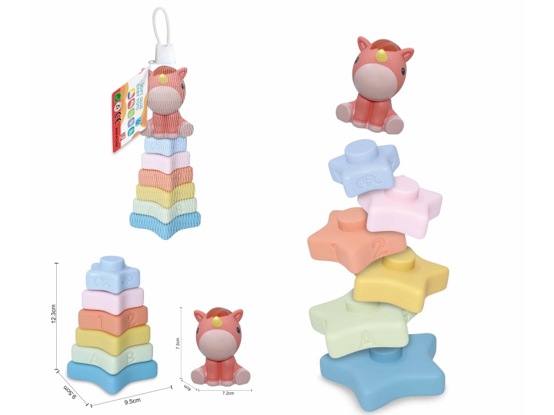 Soft Plastic Animal Star Stacking Toy(Unicorn) 7pcs