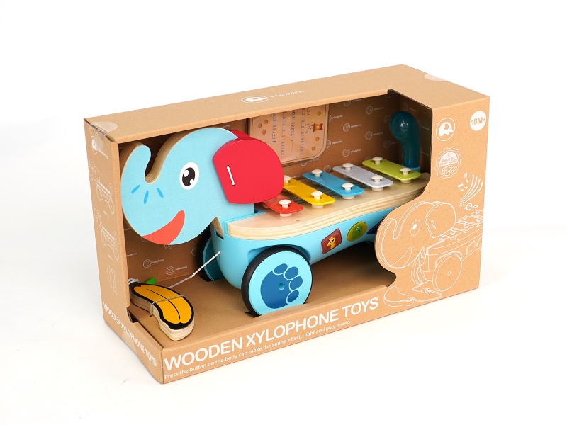 Wooden Elephant Xylophone Toys With Music And Lights