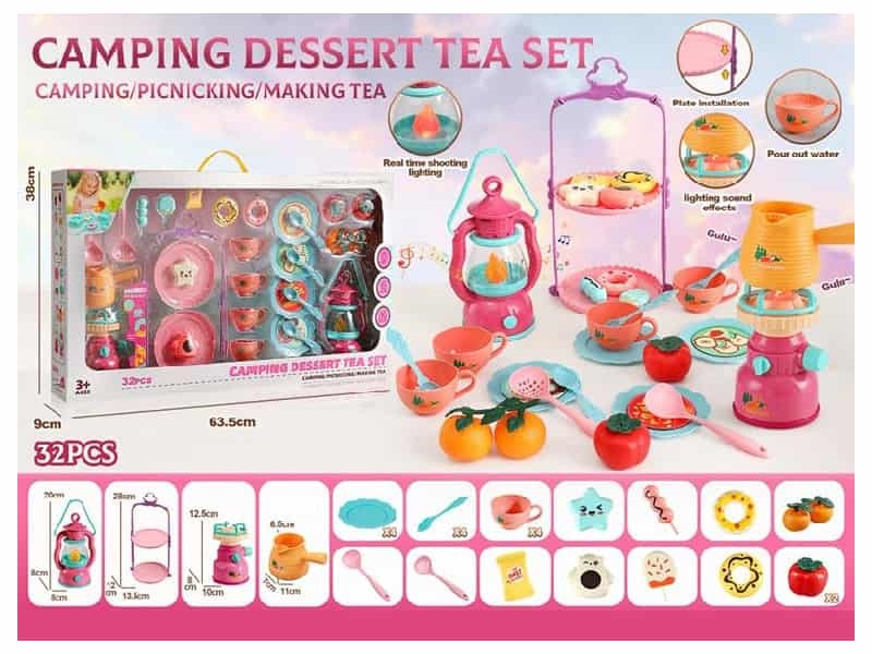 32PCS Outdoor Camping Dessert Tea Set With Light And Sound