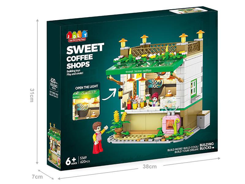 Sweet Coffee Shop Building Blocks With Lights 620PCS