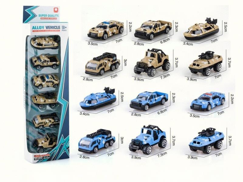 Sliding Sea And Army Alloy Car (6Pcs)