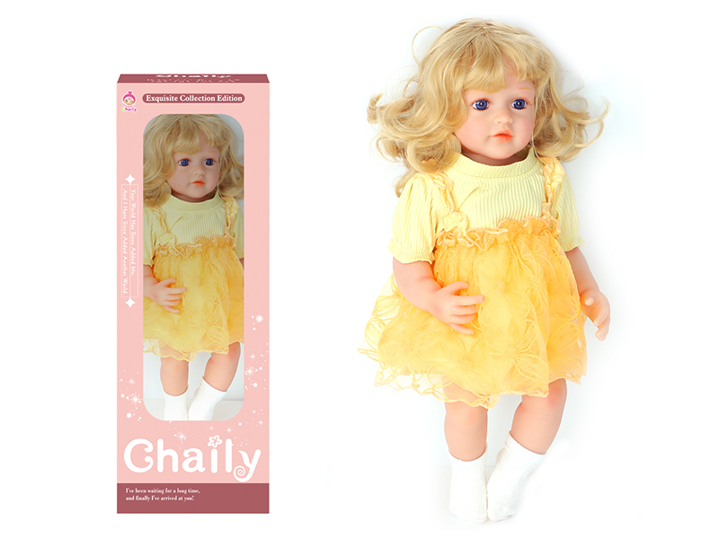 55CM Soft Glue High Simulation Baby Doll(Wig Sheath)With Diaper, Birth Card