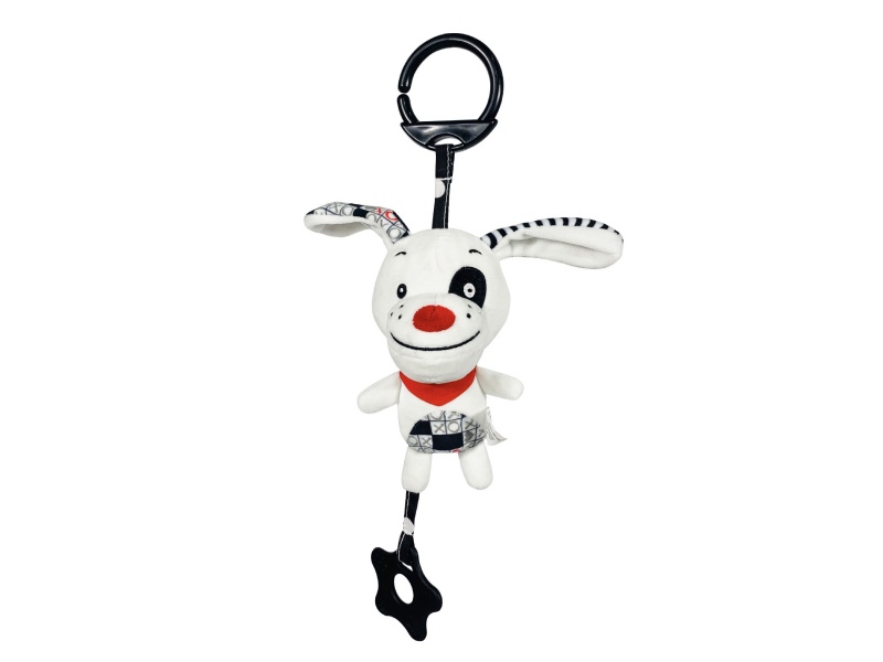 A Plush Baby Bell Pendant With A Vocal White Puppy