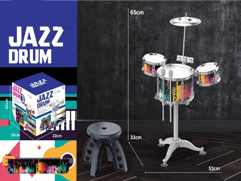 3 Drums, 1 Cymbal, Electroplated Ring, Iridescent Hoop + Stool (Drum No. 3 1+ Drum No. 5 2)