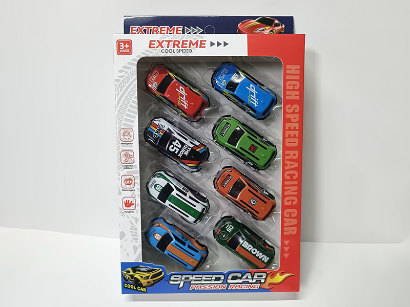 8pcs Pull Back Iron Cars