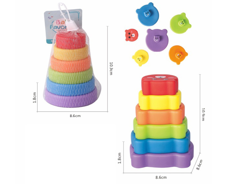 Straw Material Soft Plastic Stacking Rings Toys 6PCS