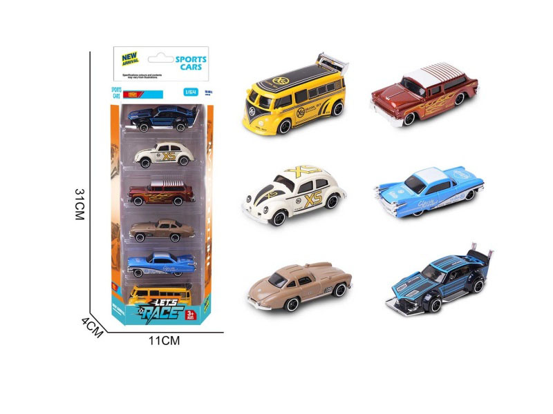6 1:64 Alloy Car Models, 6 Pieces Each