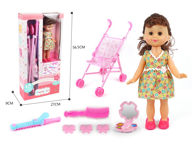 14-Inch Cute Girl Doll Trolley