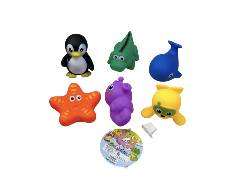 Six Marine Creatures With Rubber Lining For Bathroom Water Play
