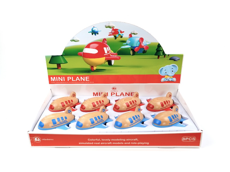 Wooden Mini Plane With Music And Lights(Red/Blue) 8pcs/Box