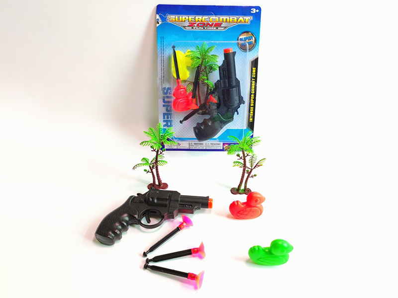 One Revolver Gun With 3 Needles, 2 Ducks, 2 Coconut Trees