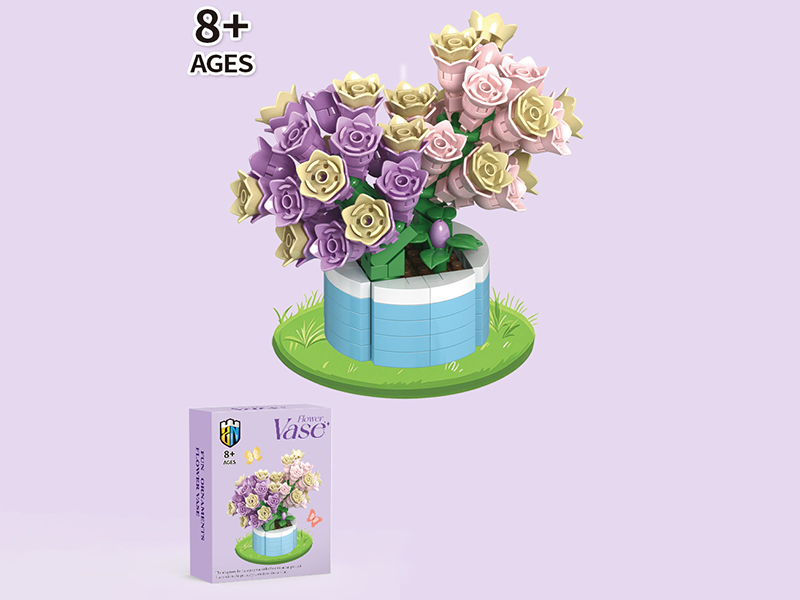 Purple Rose Building Block Flower Potted Plant Series 412 PCS