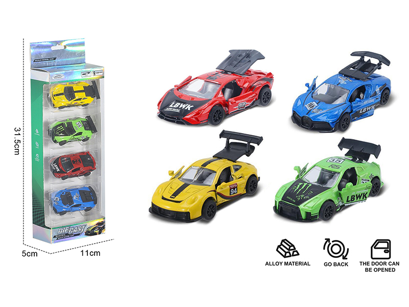 1:60 Pull Back Alloy Car(Can Open The Door)4pcs