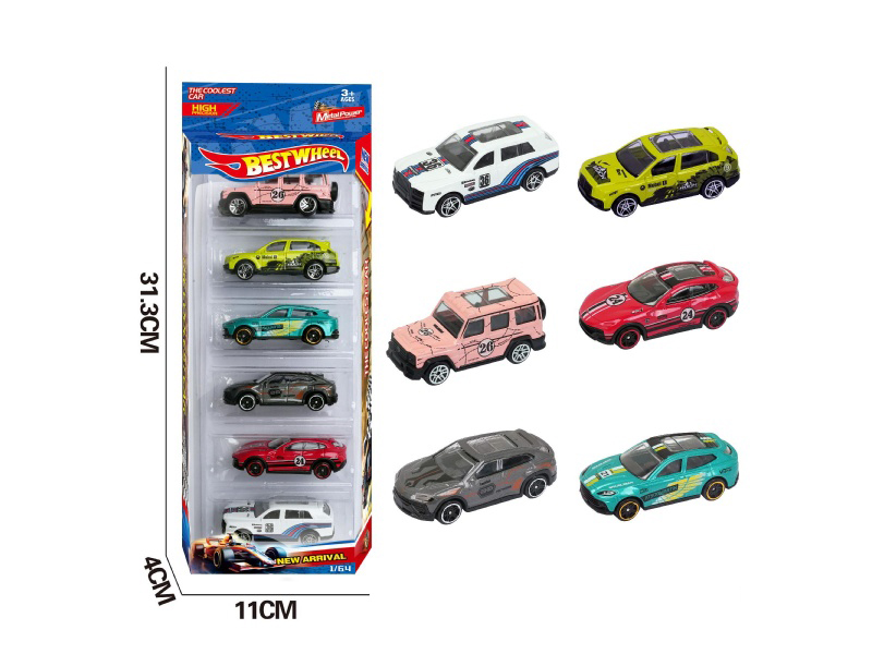 6-Piece 1:64 Suv, Hummer Alloy Car 6-Pack