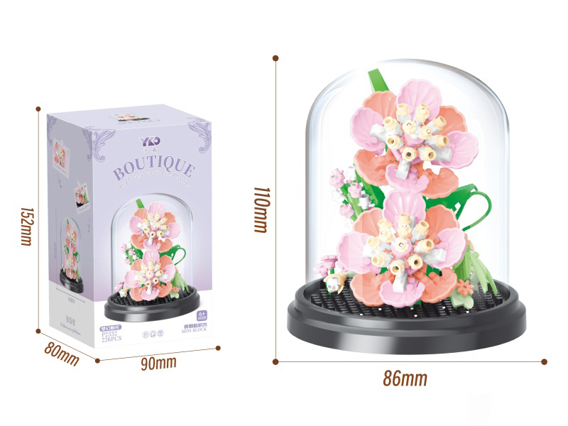 Pink Flower Mini Building Blocks(With Transparent Cover)(226PCS)