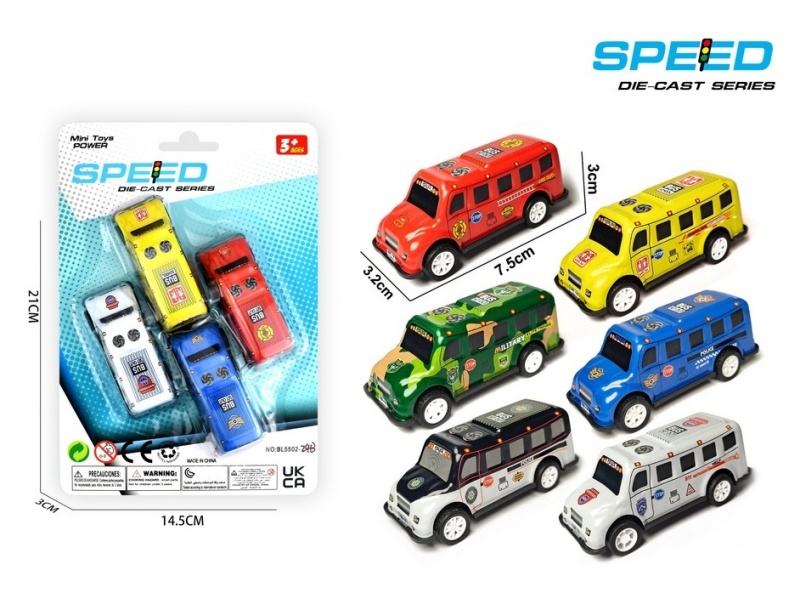 Pull Back Iron Bus 4pcs