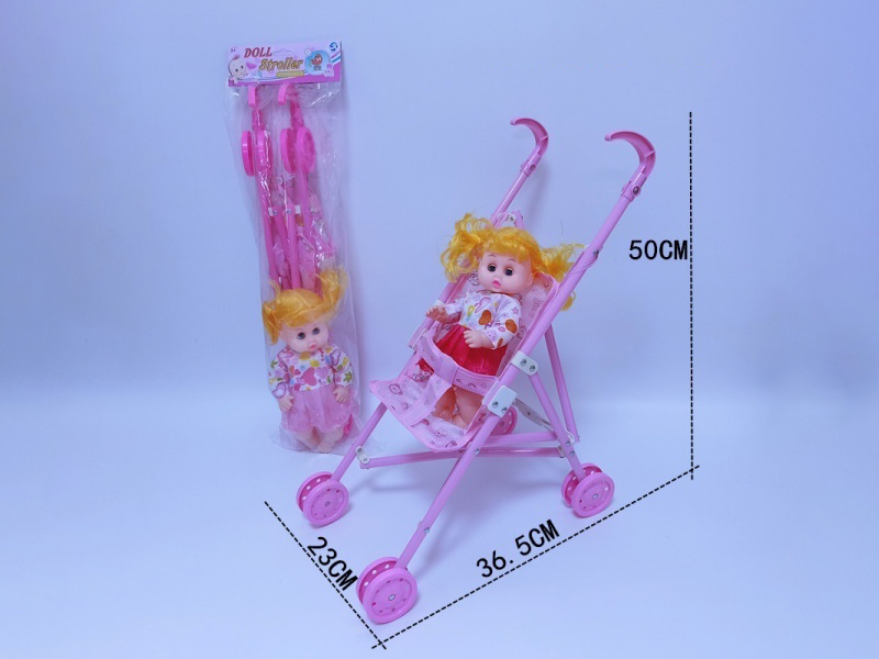 Plastic Trolley + 12-Inch Girl Doll