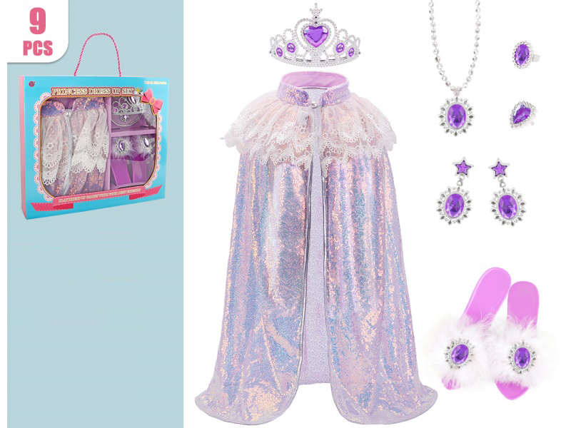 A 9-Piece Princess Sequined Cape Set