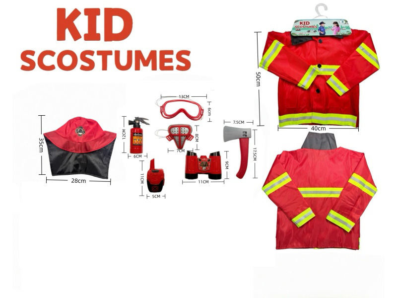 Diy Clothing Role-Playing Fire Suit + Fire Cap + 6-Piece Set (Thickened Version)