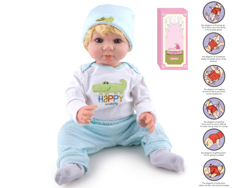 55cm Soft Plastic Reborn Doll With Feeding-Bottle, Magnetic Pacifier, Diaper, Birth Card, With Gravity-Sensing Sound-Emitting Function