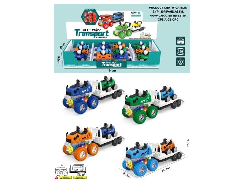 Four-Wheel Drive double Friction Stunt Space Engineering Trailer + Towed Pull-Back Space Vehicle