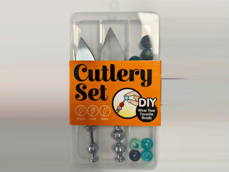 Diy Stainless Steel Pizza Knife Two-Piece Beaded Set