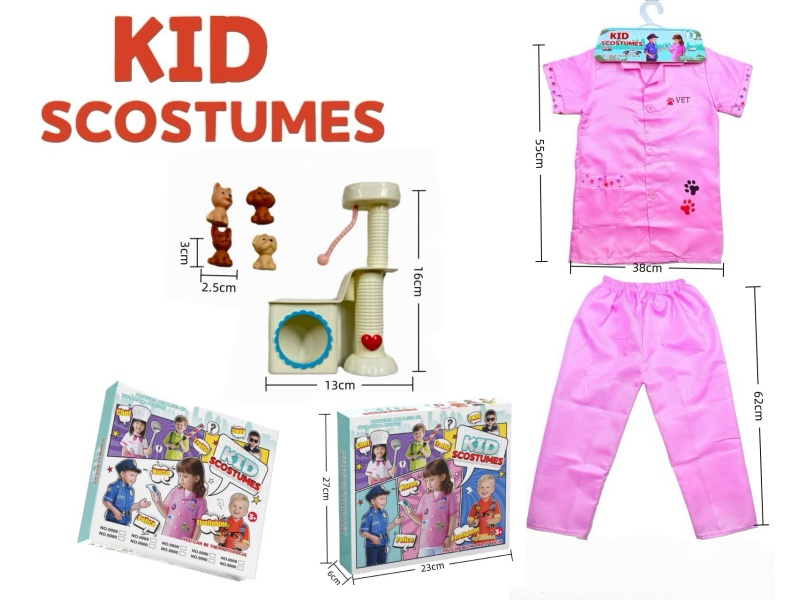 Diy Clothing Role-Playing Pet Doctor Top + Pants + 5-Piece Set (Thickened Style) (Color Box Style) Pink