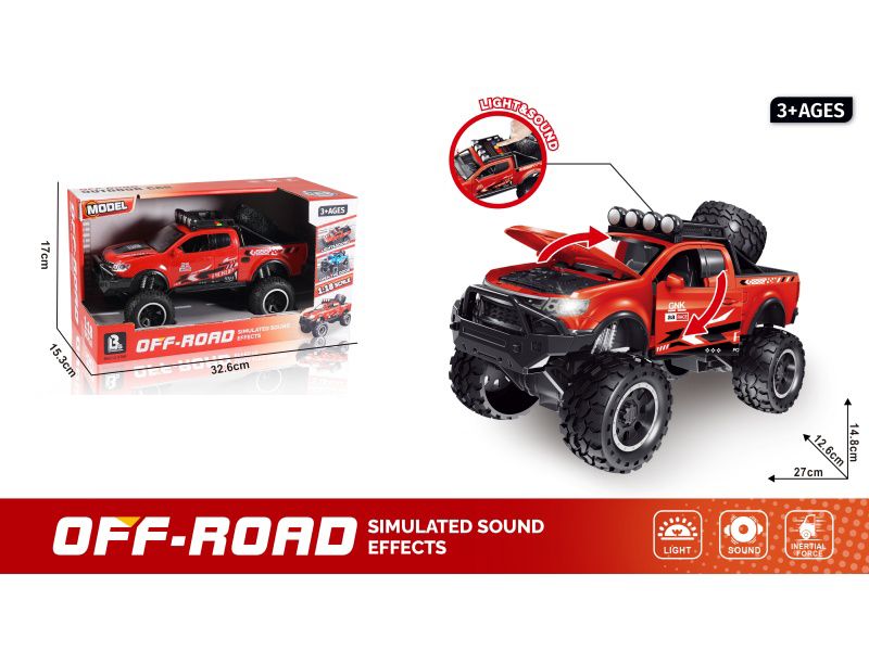 1:18 Sound And Light Inertial Door-Opening Off-Road Vehicle - Red (Battery Not Included :3*Aaa)