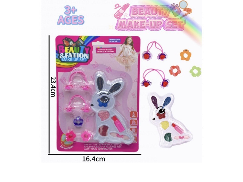 Rabbit makeup accessory toy comes with 3 clips and 2 headbands