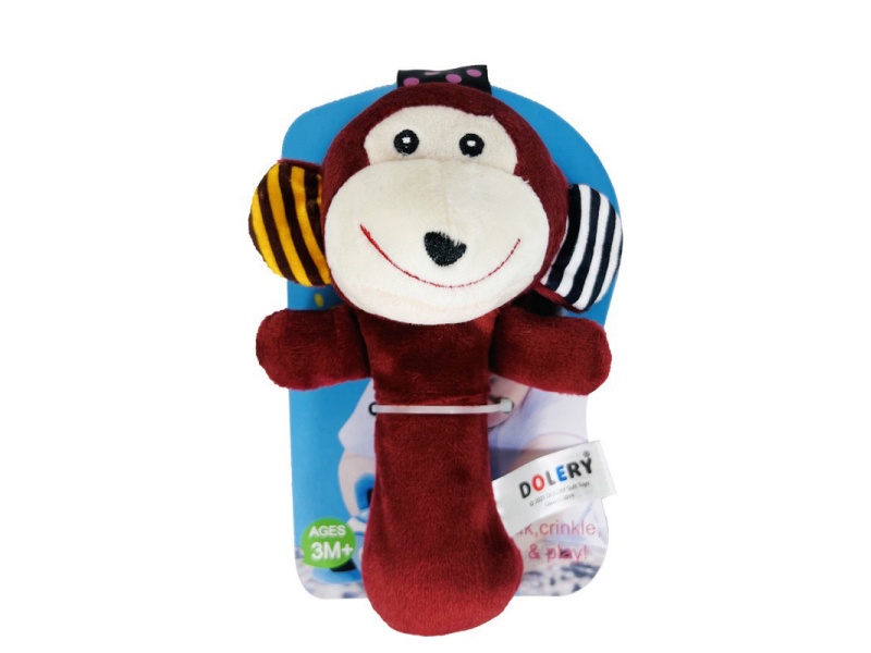 Vocal Monkey Baby Soothing Plush Hand-Cranked Stick