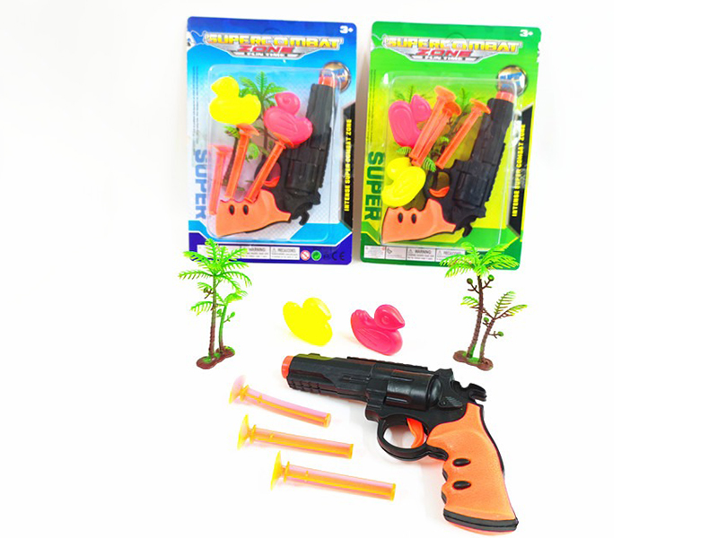 One Soft Revolver With Three Bullets, Two Ducks, Two Coconuts