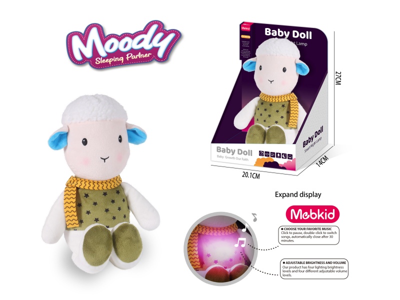 Smart Baby Plush Soothing Night Light (Sheep) Plush Animal 3.7V/300Mah Lithium Battery (Charged), Tepy-C Interface, 5V-1A