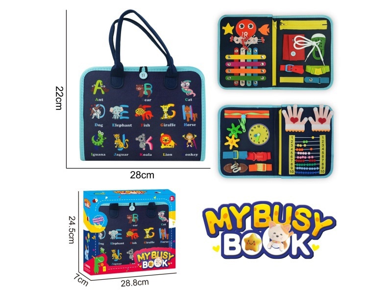 Montessori Early Education And Intelligence For Children - 3-Page Felt Busy Board With Animal Letters