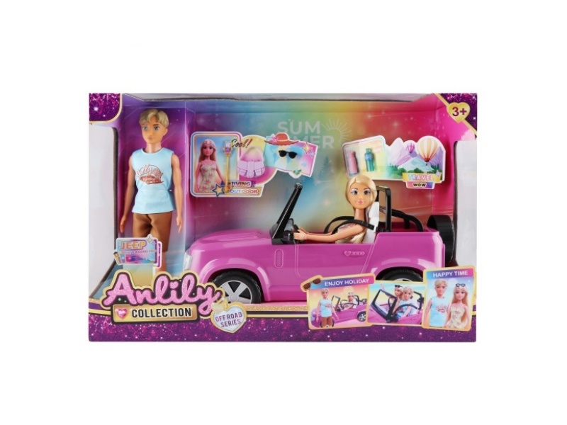 11.5-Inch Solid Body Doll Double Off-Road Vehicle (Brown Skin Color)