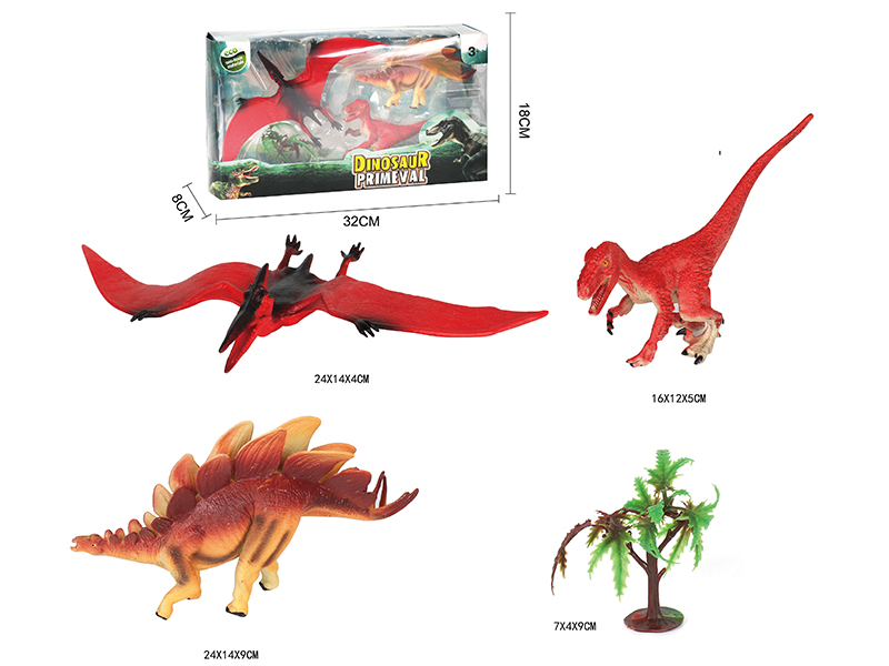 Velociraptor Pterosaur Stegosaurus Set 4pcs
