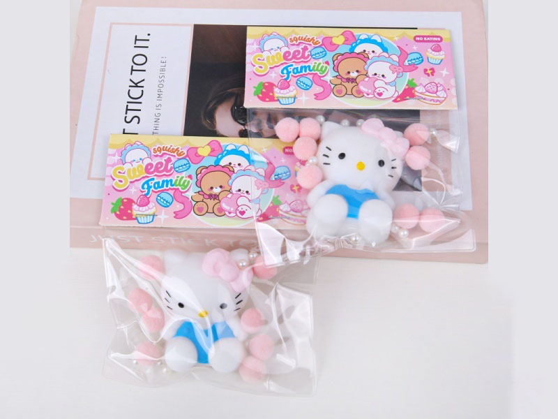 Jelly Kneading Fun Spray-Painted Large Kt Cat Pearl + Pom-Ball + Card Head