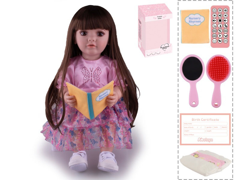 22-Inch Bionic Smart Rebirth Doll, Capable Of Bionic Shaking Of The Head, Raising Of The Hand, Mouth Movement To Speak, Intelligent Dialogue, Recording, Imitating The Tongue, Oral Skills, Dance Music