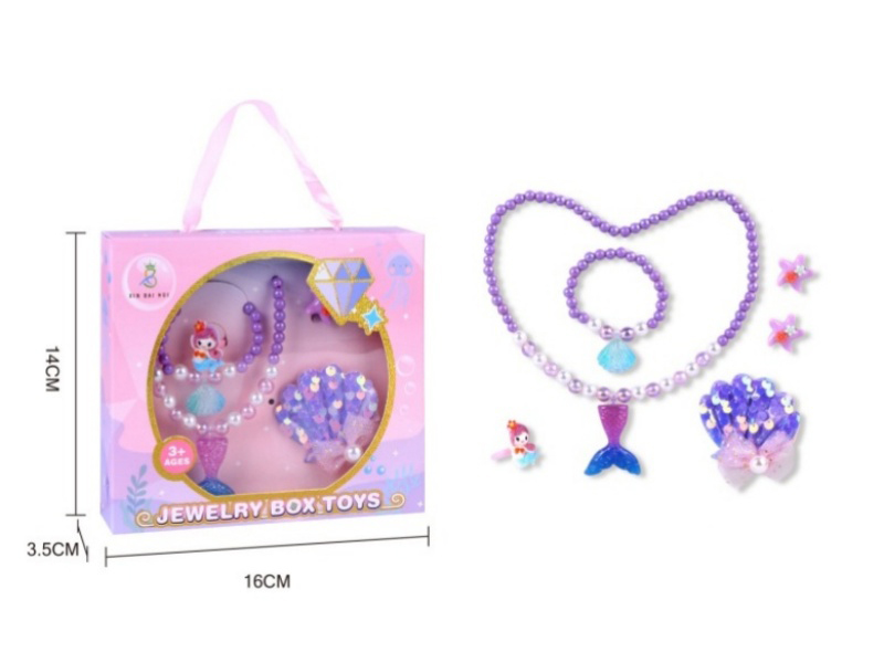Girls' Accessories - Necklace + Bracelet + Ring + Ear Clips + Hair Clip Gift Box Set