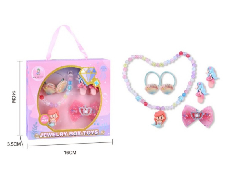 Girls' Accessories - Necklace + Bracelet + Ring + Ear Clips + Hair Clip Gift Box Set