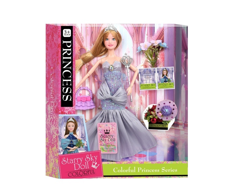 11.5-Inch 11-Joint - Colorful Princess Series - With Simulated Bouquets - Plastic Bag - Magic Wand - Crown - Hat Hairpin