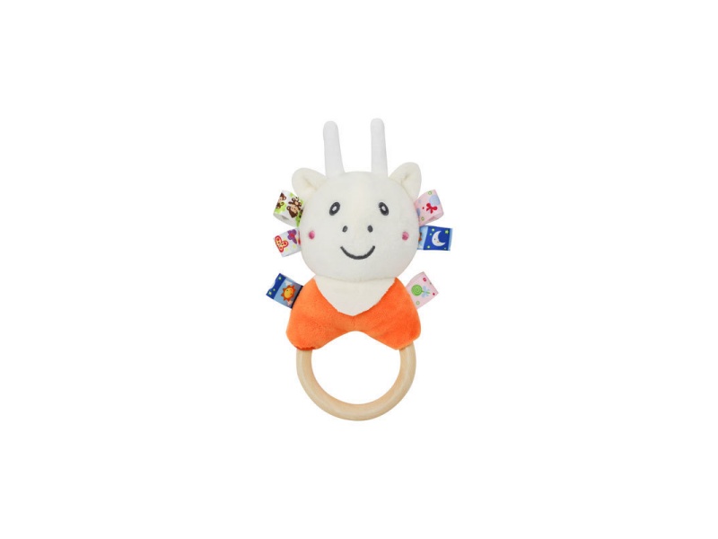 Bb Called The Orange Deer Baby Plush Wooden Ring Hand-Cranked Bell