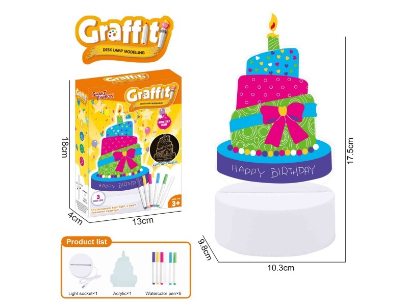 Diy Painted Night Light (Cake, 6 Watercolor Pens)