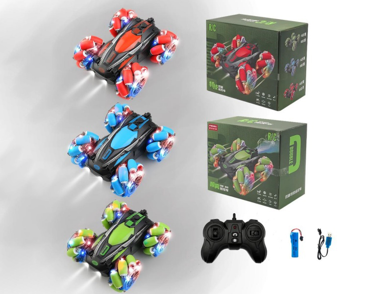 Remote Control Transparent Wheel Stunt Double-Sided Car With Light