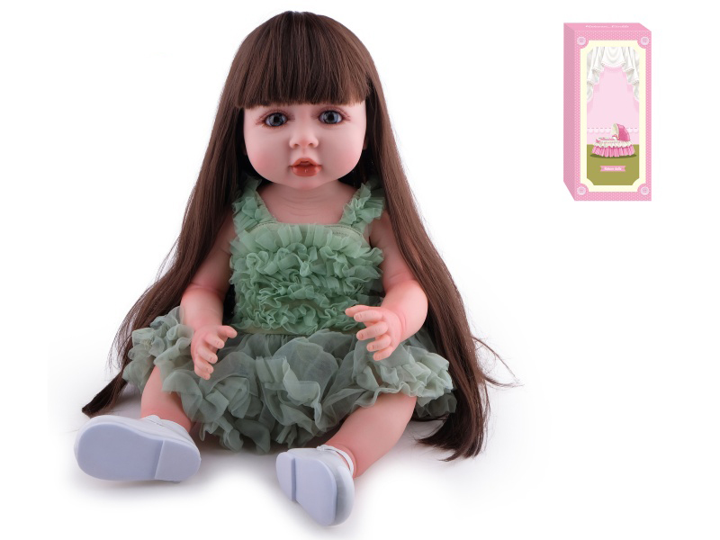 55cm Soft Plastic Reborn Doll(Wig Sheath) With Feeding-Bottle, Magnetic Pacifier, Diaper, Birth Card