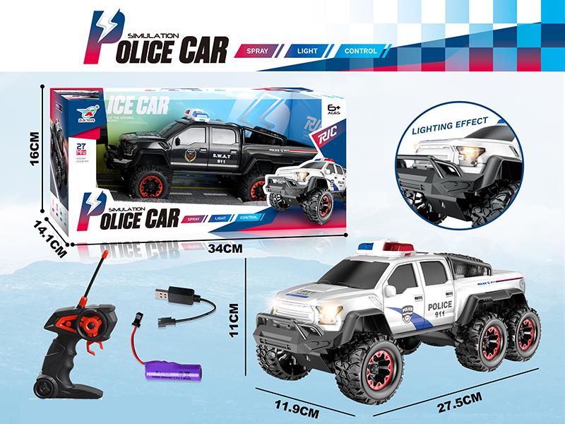 27Mhz 1:18 4CH Remote Control Six-Wheel Police Car With Lights