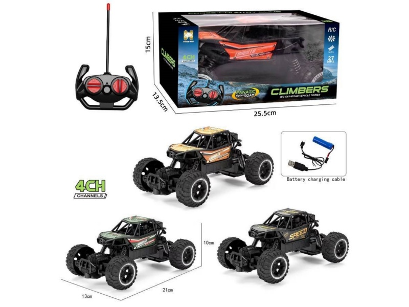 Four-Way Remote Control Alloy Climbing Vehicle (Black/Orange/Green Mixed Color, With Battery Included)