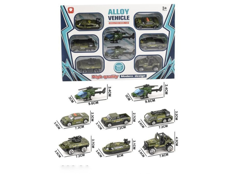 8 Pieces Of Sliding Military Alloy Vehicles